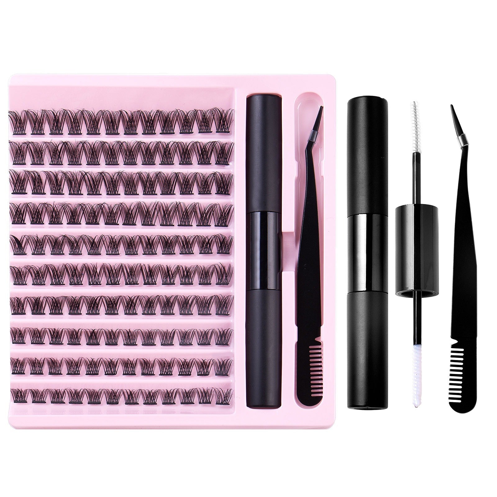 DIY Eyelash Extensions Kit Lash Clusters Bond Glue Tweezers