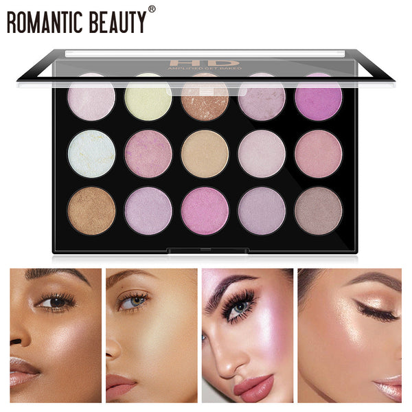 Romantic Beauty 15 Color Highlighter Pearl Eyeshadow Makeup Palette