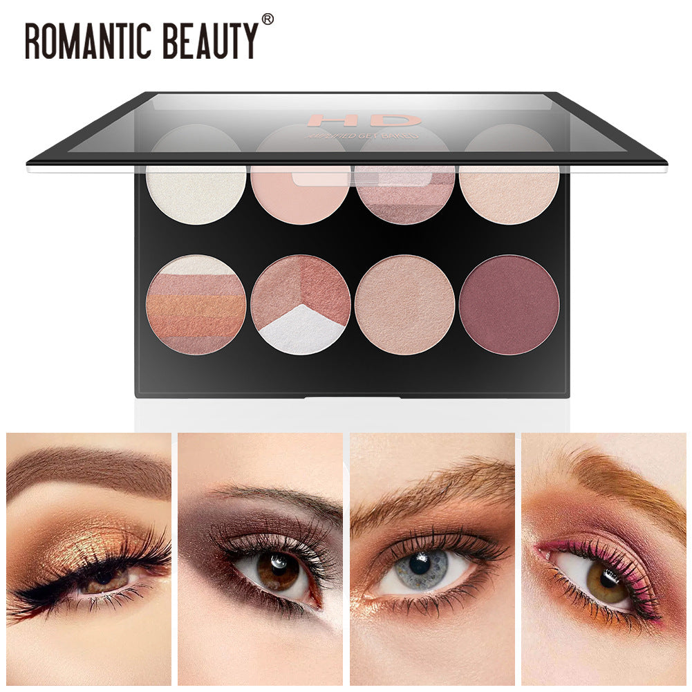 Romantic Beauty 8 Color Eyeshadow Palette Pearl Matte Finish
