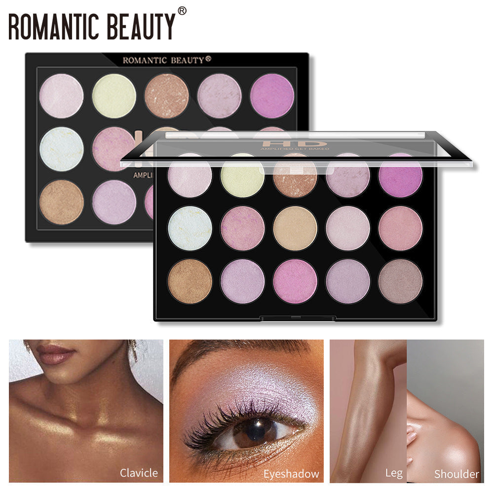 Romantic Beauty 15 Color Highlighter Pearl Eyeshadow Makeup Palette