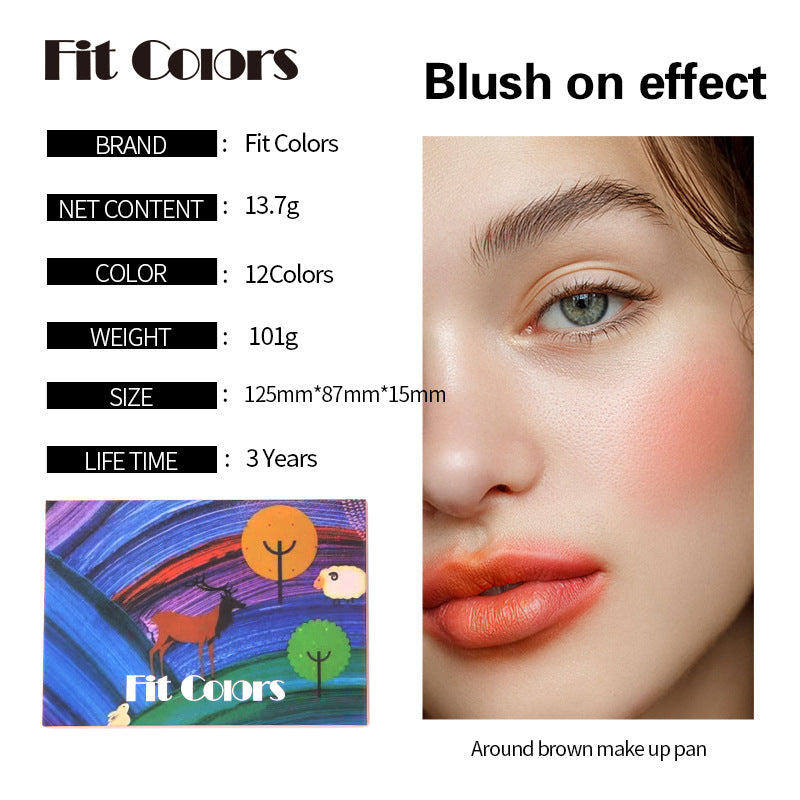 Fit Colors 12 Color Makeup Palette Matte Pearlescent Blush Eyeshadow