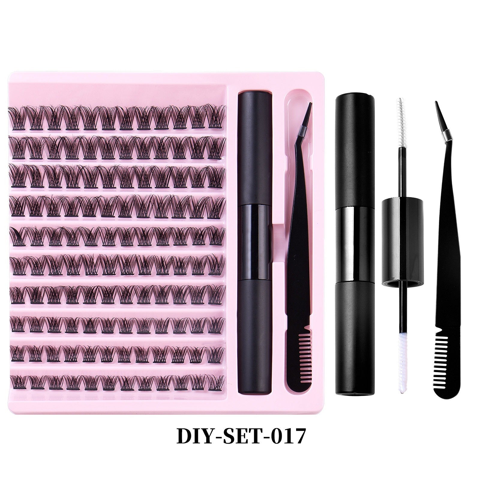 DIY Eyelash Extensions Kit Lash Clusters Bond Glue Tweezers