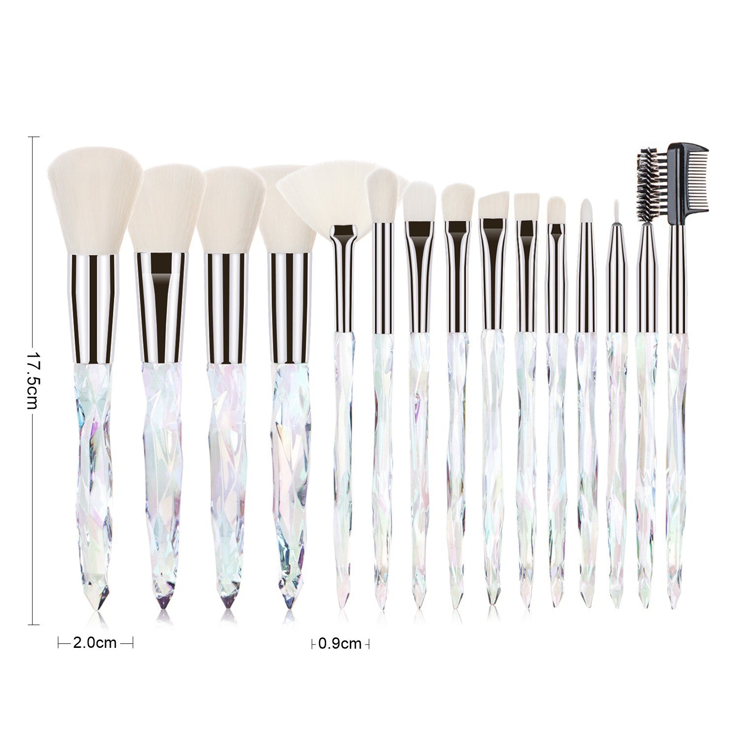 15 Pcs Diamond Crystal Handle Makeup Brushes Foundation Eyeshadow