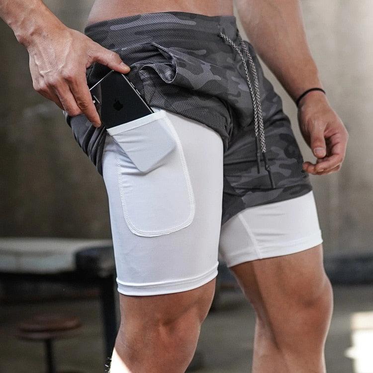Men’s Camo Running Shorts 2-in-1 Quick Dry Gym Training