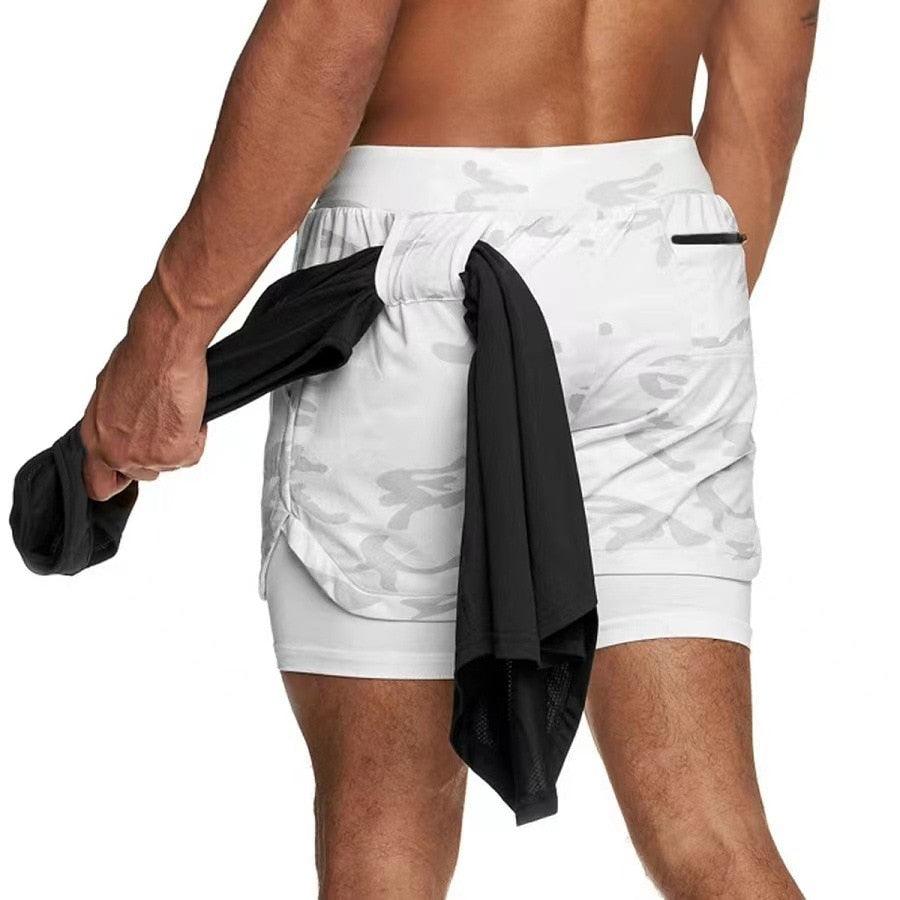 Men’s Camo Running Shorts 2-in-1 Quick Dry Gym Training