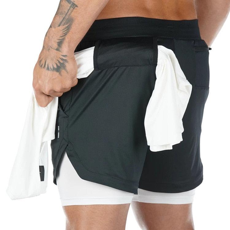Men’s Camo Running Shorts 2-in-1 Quick Dry Gym Training