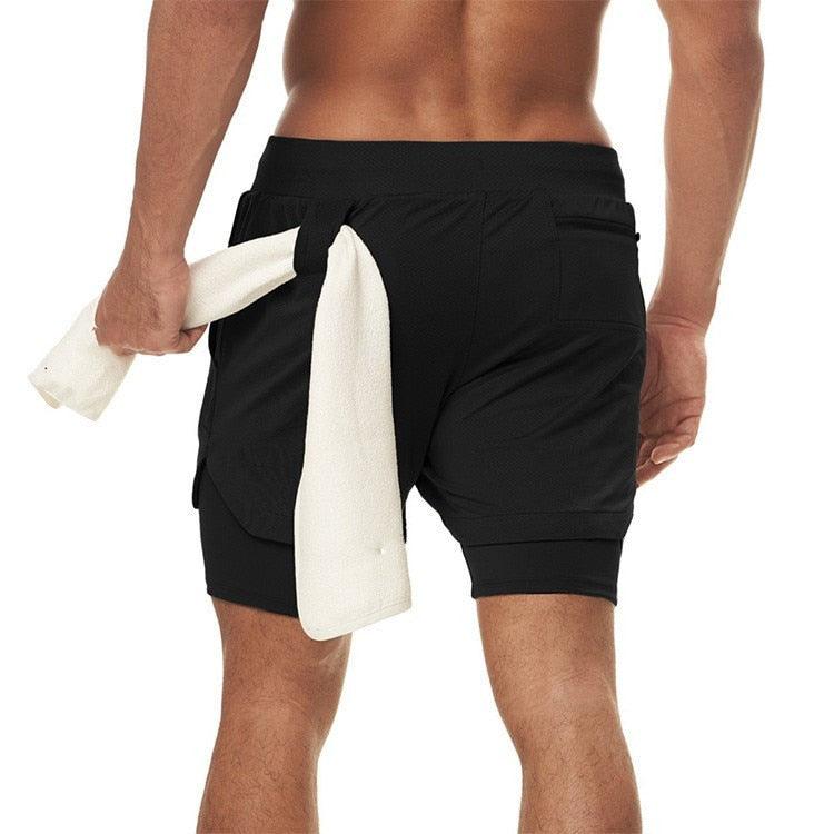 Men’s Camo Running Shorts 2-in-1 Quick Dry Gym Training