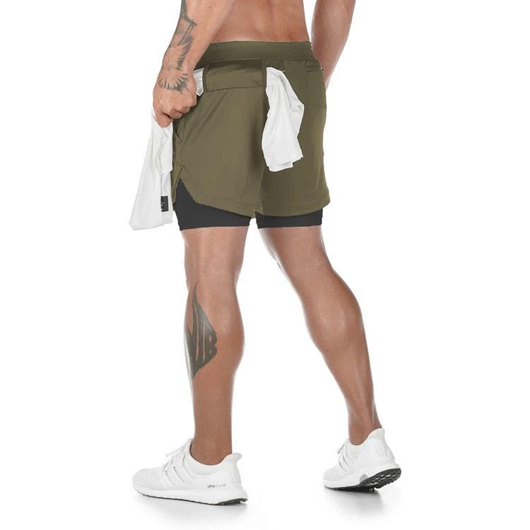 Men’s Camo Running Shorts 2-in-1 Quick Dry Gym Training
