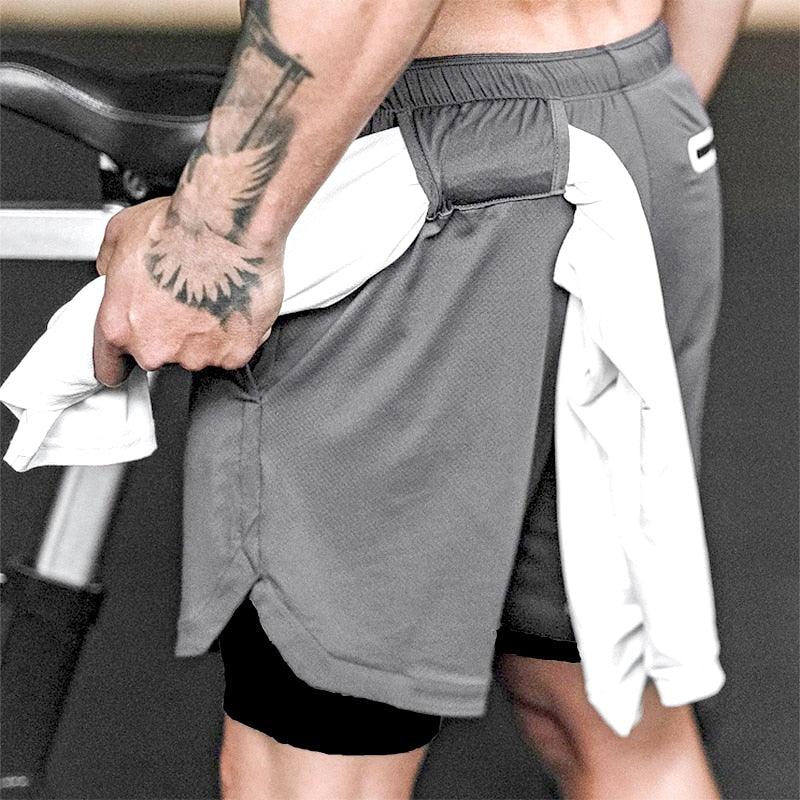 Men’s Camo Running Shorts 2-in-1 Quick Dry Gym Training