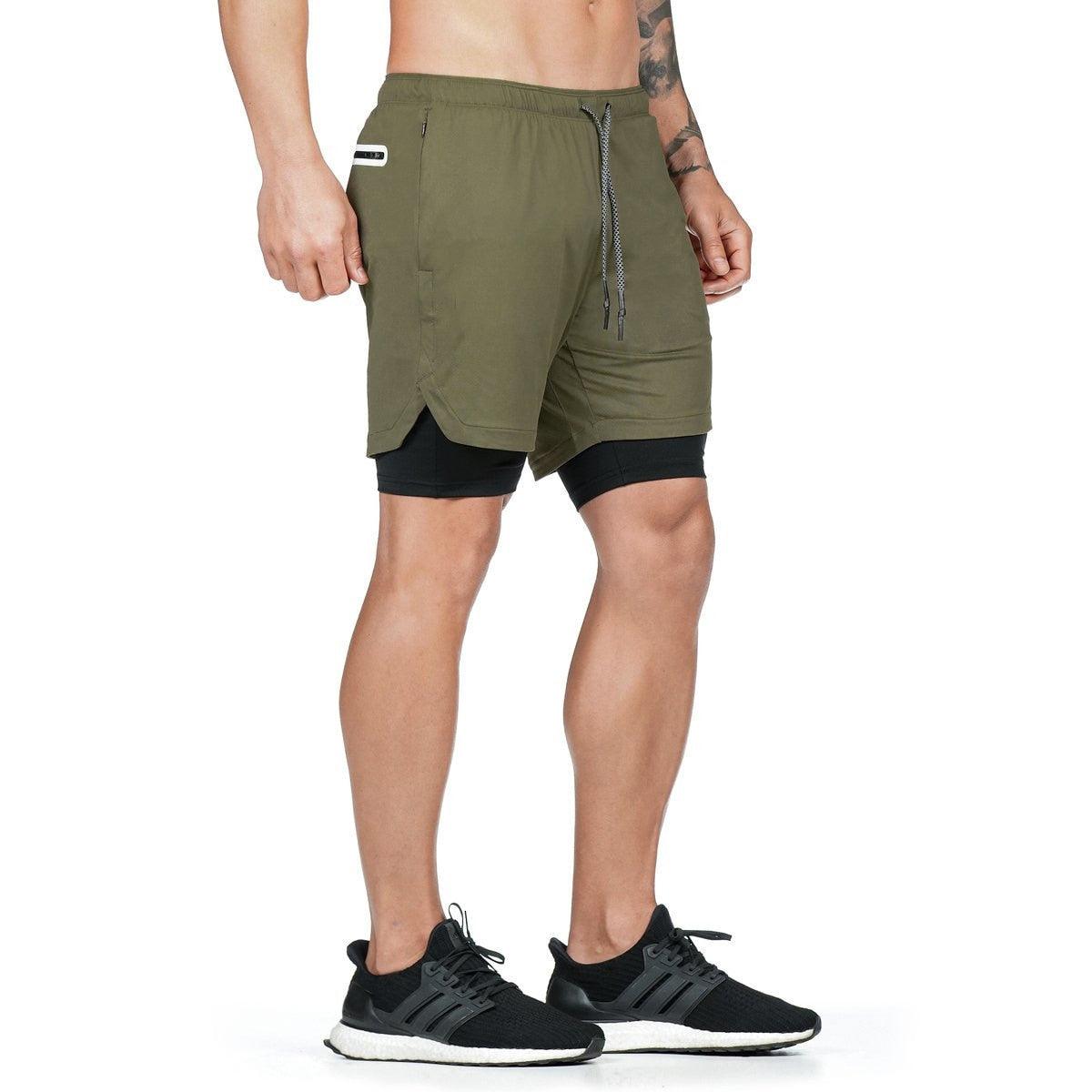Men’s Camo Running Shorts 2-in-1 Quick Dry Gym Training