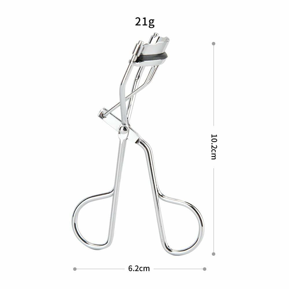 2-in-1 Eyelash Curler and Tweezer Set Silver Travel Friendly