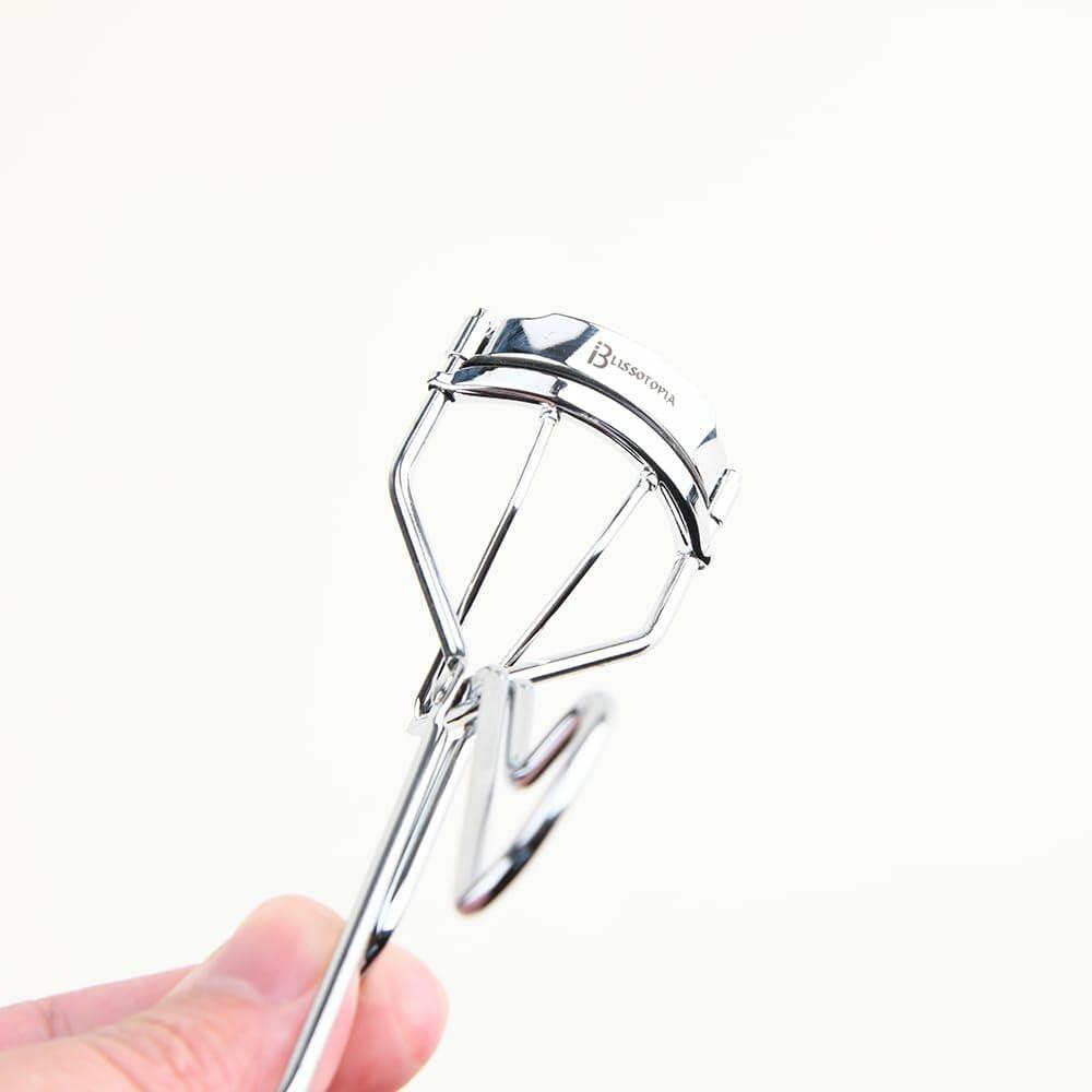 2-in-1 Eyelash Curler and Tweezer Set Silver Travel Friendly