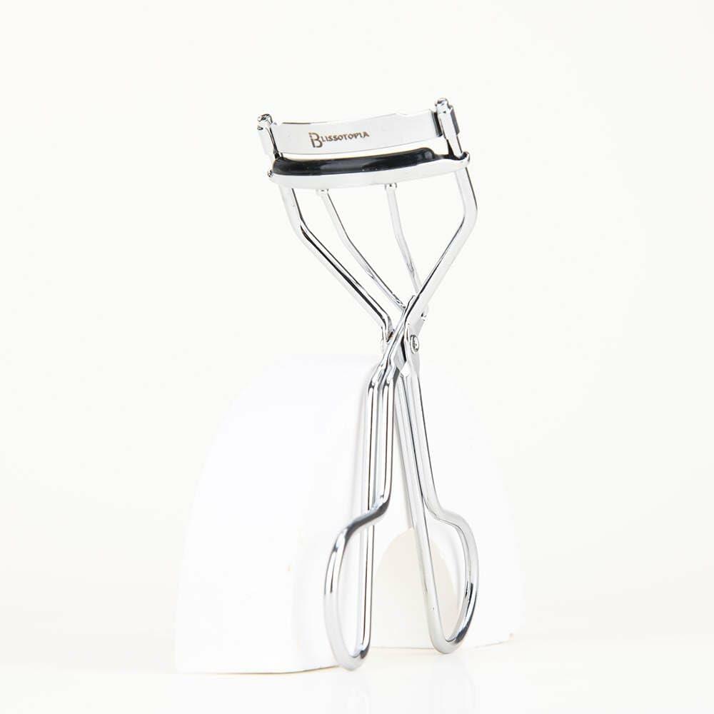 2-in-1 Eyelash Curler and Tweezer Set Silver Travel Friendly